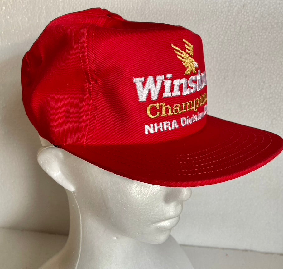 90s USA製 Winston Champion キャップ 赤NHRA 新品