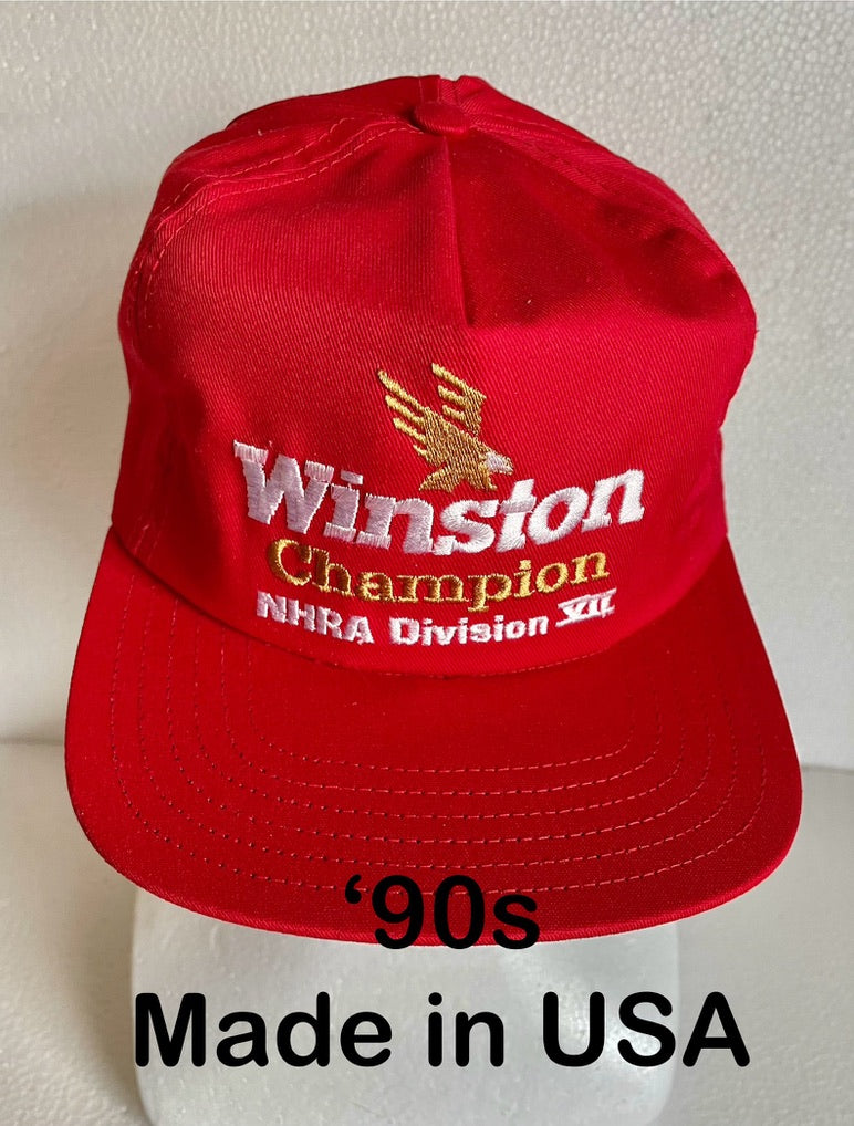 90s USA製 Winston Champion キャップ 赤NHRA 新品